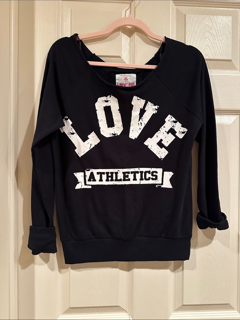 Love Me Black Crewneck Pullover Sweater - LOVE ATHLETICS Graphic
